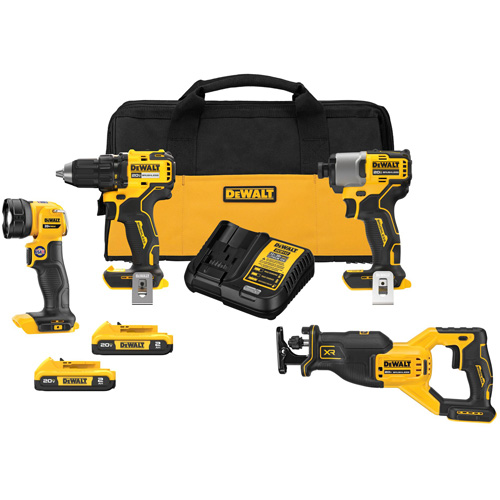 Ensemble de quatre outils combin&eacute;s sans fil et sans balai XR, Lithium-ion, 20 V Haskins Industrial Inc.