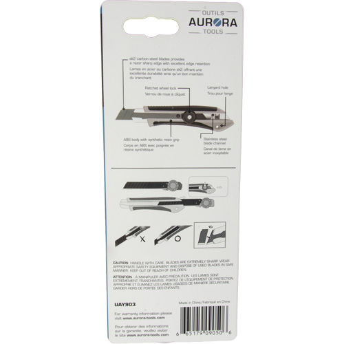 Couteau professionnel de 18 mm, Acier inoxydable, Robuste, Prise en Caoutchouc Haskins Industrial Inc.