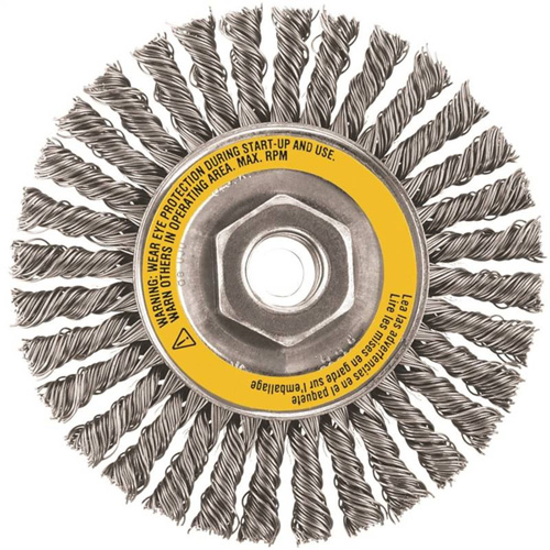 Brosse boisseau, Dia. 4", Fils 0,02", Arbre 5/8"-11, Acier inoxydable Haskins Industrial Inc.