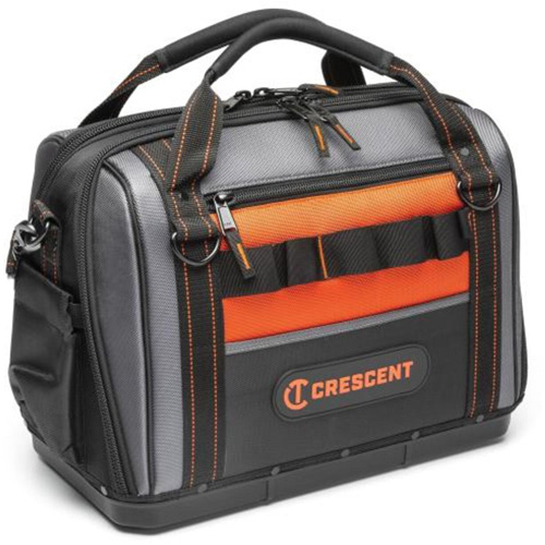 17" Tradesman Closed Top Tool Bag, Polyester, 3 Pockets, Black/Grey/Orange Haskins Industrial Inc.