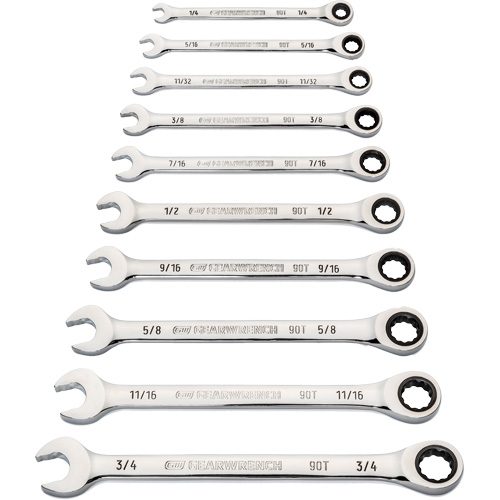 Jeu de cl&eacute;s &agrave; 12 pans et 90 dents, Combinaison &agrave; cliquet, 10 morceaux, Imp&eacute;rial Haskins Industrial Inc.