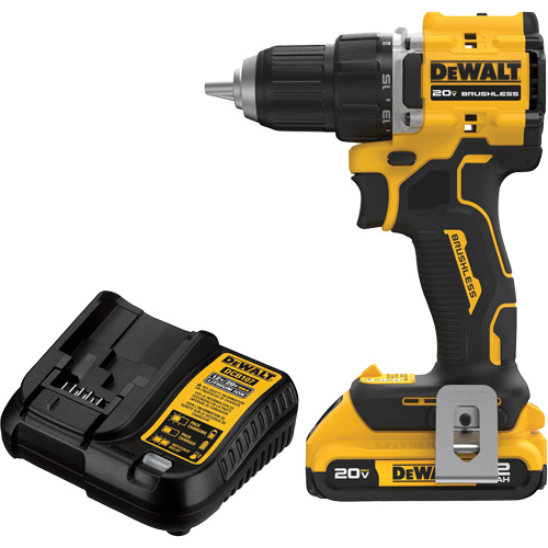 ATOMIC COMPACT SERIES Brushless Cordless Drill/Driver Kit, Lithium-Ion, 20 V, 1/2" Chuck Haskins Industrial Inc.