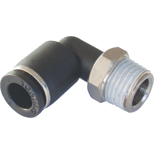 Adaptateur coude m&acirc;le NPT MAXFIT &agrave; raccord instantan&eacute; (push-to-connect), 3/8" x 1/2" dia., Polym&egrave;re PBT Haskins Industrial Inc.