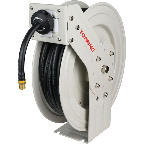 MAXREEL Single-Arm Automatic Rewind L Hose Reel with Rubber Hose, Air, 3/8" x 50', Single Hose, 250 PSI Haskins Industrial Inc.