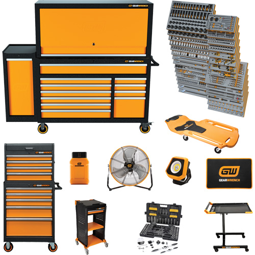 Jeu d'outils pour maître m&eacute;canicien MEGAMOD dans des plateaux en mousse modulaire de premi&egrave;re qualit&eacute; avec rangement pour les outils et l&eacute;quipement datelier, 1331 morcea Haskins Industrial Inc.