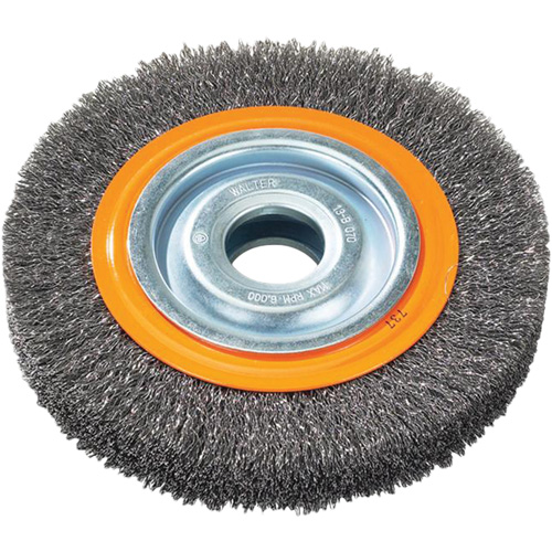 Wire Wheel Brush, 7" Dia., 0.118" Fill, 1-1/4" Arbor Haskins Industrial Inc.