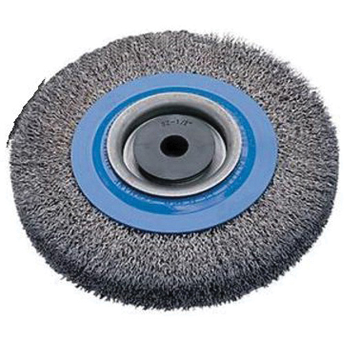 Crimped Wire Bench Wheel Brush, 6" Dia., 0.0118" Fill, 1/2" - 1-1/4" Arbor Haskins Industrial Inc.
