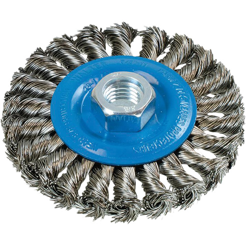 Wide Knotted Wire Wheel Brush, 5/8"-11 Arbor, Steel Haskins Industrial Inc.