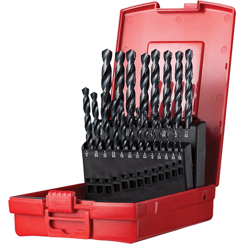 Jeu de forets s&eacute;rie courte combin&eacute;s robustes, 21 morceaux, Acier rapide Haskins Industrial Inc.