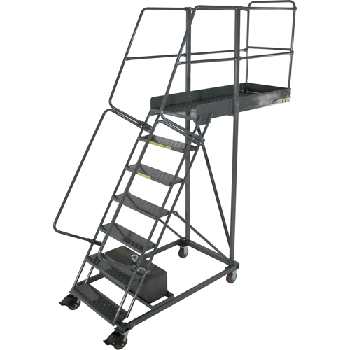 Cantilever Rolling Ladders, Unsupported, 12 Steps, 14" Platform Depth, 120" Platform Height Haskins Industrial Inc.