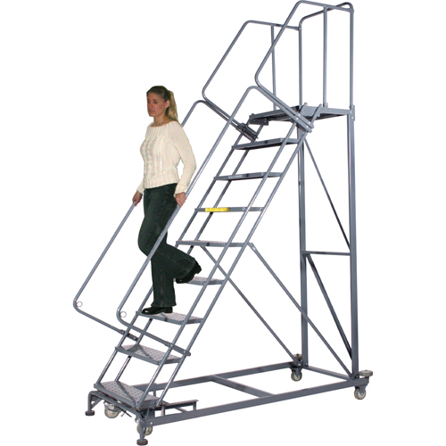 Heavy-Duty Stairway Slope Ladders, 9 Steps, Perforated, 50° Incline, 90" High Haskins Industrial Inc.