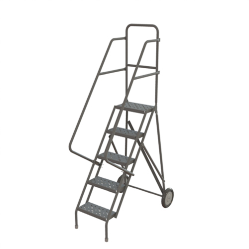 Steel Rolling Ladder, 5 Steps, 16" Step Width, 50" Platform Height, Steel Haskins Industrial Inc.