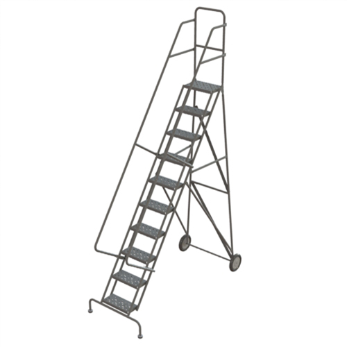 &eacute;chelles roulantes en acier, 10 marches, Largeur de la marche 16", Hauteur de la plateforme 100", Acier Haskins Industrial Inc.