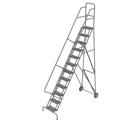 Steel Rolling Ladder, 12 Steps, 16" Step Width, 120" Platform Height, Steel Haskins Industrial Inc.
