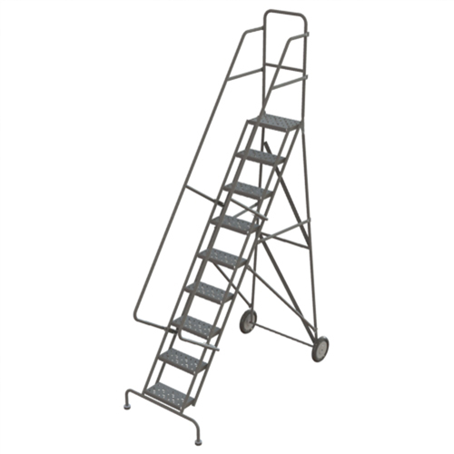 Rolling Ladder, 9 Steps, Serrated, 96" High Haskins Industrial Inc.