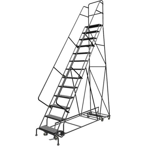 All Directional Rolling Ladder, 13 Steps, 24" Step Width, 130" Platform Height, Steel Haskins Industrial Inc.