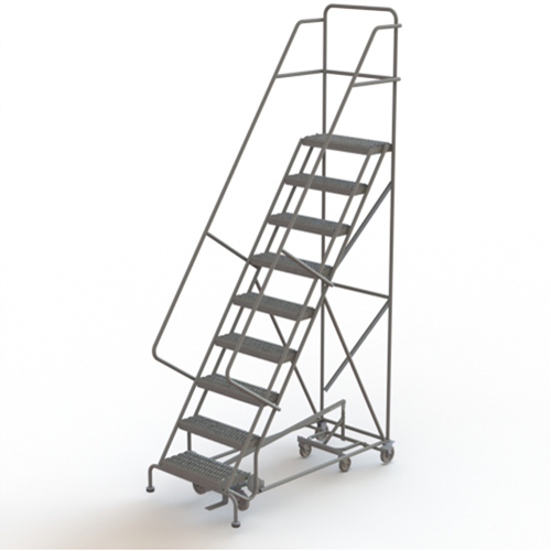 All Directional Rolling Ladder, 9 Steps, 24" Step Width, 90" Platform Height, Steel Haskins Industrial Inc.