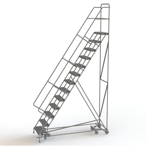 &eacute;chelles roulantes multidirectionnelles, 13 marches, Largeur de la marche 24", Hauteur de la plateforme 130", Acier Haskins Industrial Inc.