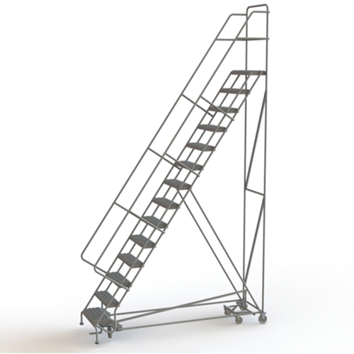 &eacute;chelles roulantes multidirectionnelles, 14 marches, Largeur de la marche 24", Hauteur de la plateforme 140", Acier Haskins Industrial Inc.