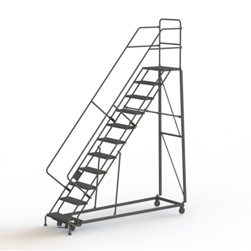 Heavy Duty Safety Slope Ladder, 11 Steps, Serrated, 50° Incline, 110" High Haskins Industrial Inc.
