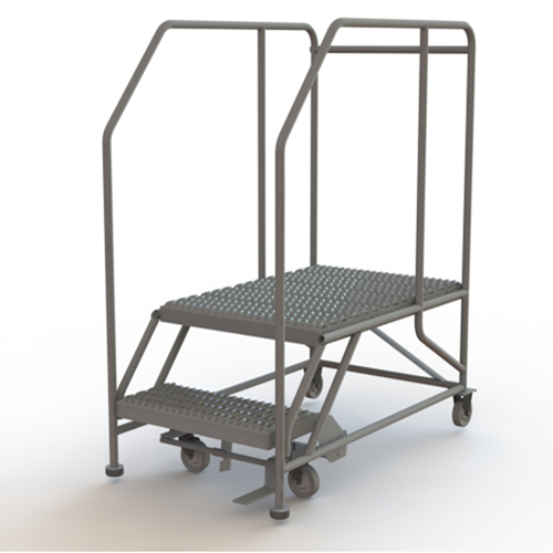 Mobile Work Platform, Steel, 2 Steps, 20" H, 35" D, 24" Step, Serrated Haskins Industrial Inc.