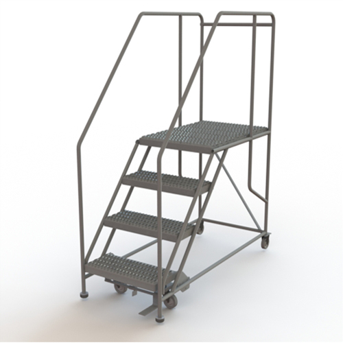 Mobile Work Platform, Steel, 4 Steps, 40" H, 35" D, 24" Step, Serrated Haskins Industrial Inc.