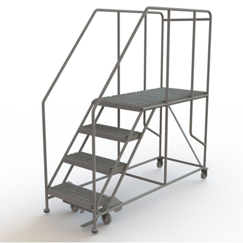 Mobile Work Platform, Steel, 4 Steps, 40" H, 47" D, 24" Step, Serrated Haskins Industrial Inc.