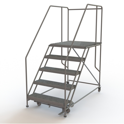 Mobile Work Platform, Steel, 5 Steps, 50" H, 36" D, 36" Step, Serrated Haskins Industrial Inc.