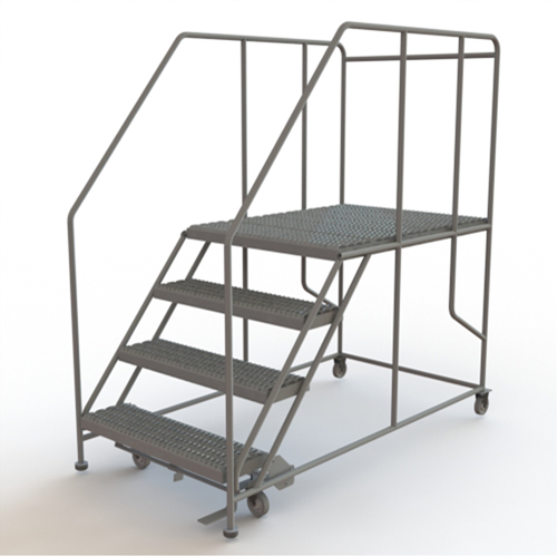 Mobile Work Platform, Steel, 4 Steps, 40" H, 48" D, 36" Step, Serrated Haskins Industrial Inc.