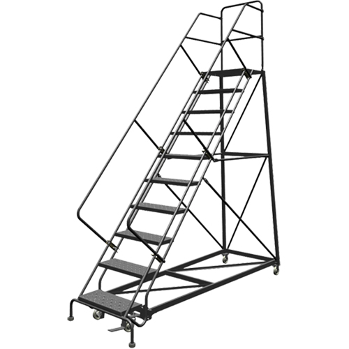 Safety Slope Rolling Ladder, 9 Steps, Perforated, 50° Incline, 90" High Haskins Industrial Inc.
