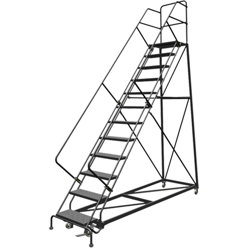 Safety Slope Rolling Ladder, 12 Steps, Perforated, 50° Incline, 120" High Haskins Industrial Inc.
