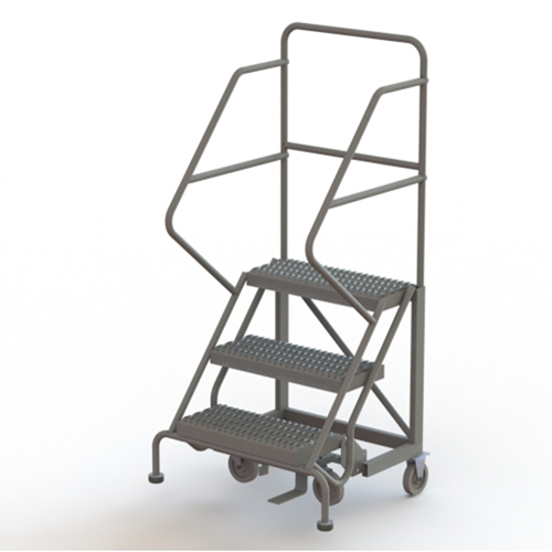 Safety Slope Rolling Ladder, 3 Steps, Serrated, 50° Incline, 30" High Haskins Industrial Inc.