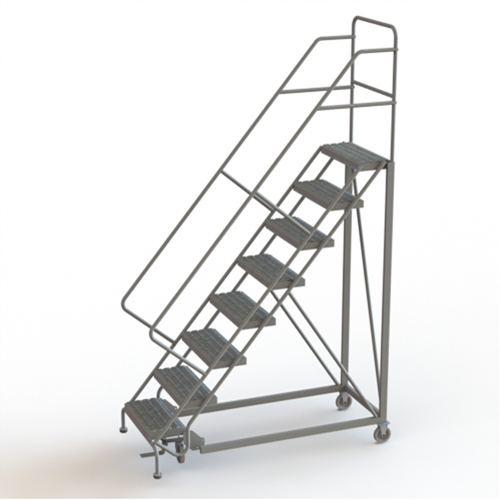 Safety Slope Rolling Ladder, 8 Steps, Serrated, 50° Incline, 80" High Haskins Industrial Inc.