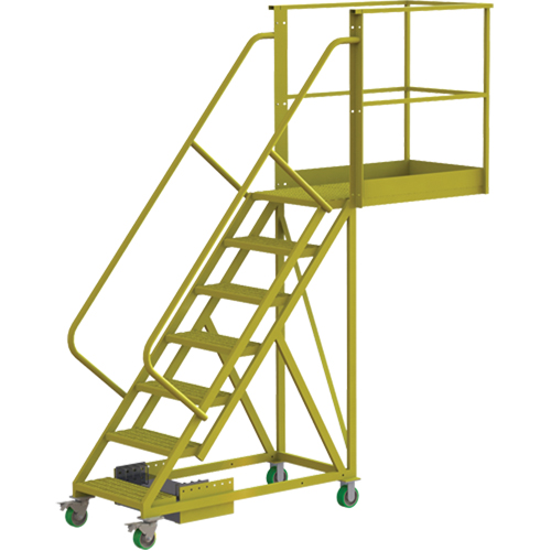 Cantilever Rolling Ladder, Unsupported, 7 Steps, 40" Platform Depth, 70" Platform Height Haskins Industrial Inc.