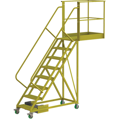 Cantilever Rolling Ladder, Unsupported, 8 Steps, 40" Platform Depth, 80" Platform Height Haskins Industrial Inc.