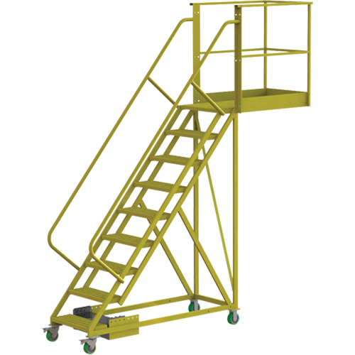 Cantilever Rolling Ladder, Unsupported, 9 Steps, 40" Platform Depth, 90" Platform Height Haskins Industrial Inc.