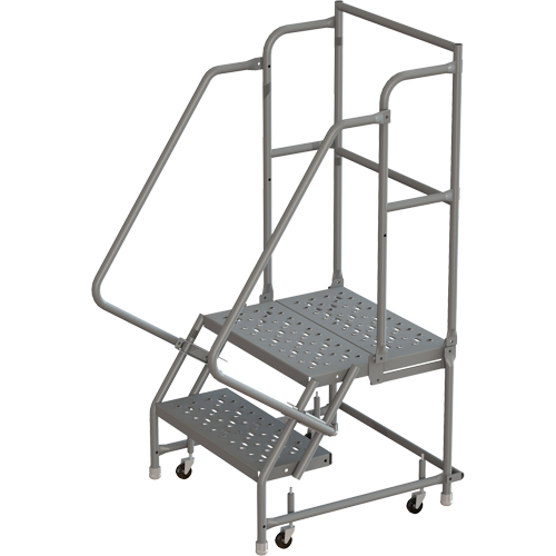 Deep Top Step Rolling Ladder, 2 Steps, 16" Step Width, 20" Platform Height, Steel Haskins Industrial Inc.