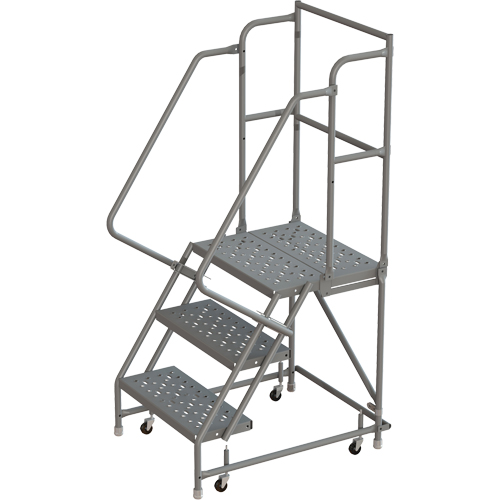 Deep Top Step Rolling Ladder, 3 Steps, 24" Step Width, 30" Platform Height, Steel Haskins Industrial Inc.