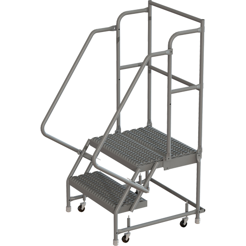 Deep Top Step Rolling Ladder, 2 Steps, 16" Step Width, 20" Platform Height, Steel Haskins Industrial Inc.