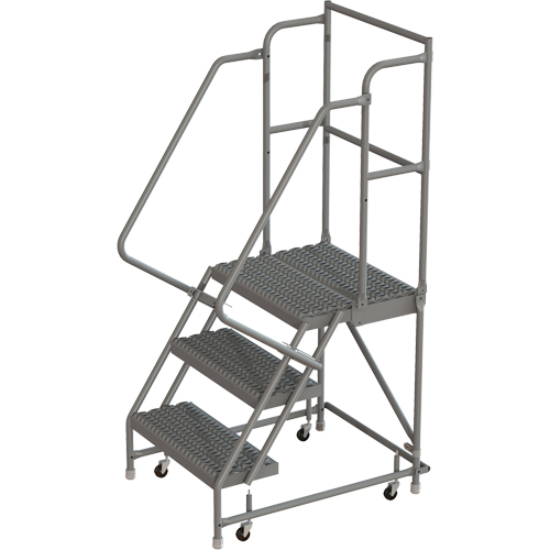 Deep Top Step Rolling Ladder, 3 Steps, 24" Step Width, 30" Platform Height, Steel Haskins Industrial Inc.