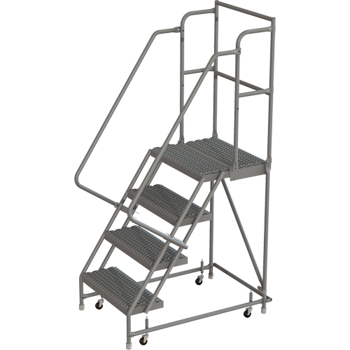 Deep Top Step Rolling Ladder, 4 Steps, 24" Step Width, 40" Platform Height, Steel Haskins Industrial Inc.