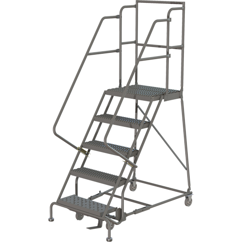 Deep Top Step Rolling Ladder, 5 Steps, 16" Step Width, 50" Platform Height, Steel Haskins Industrial Inc.
