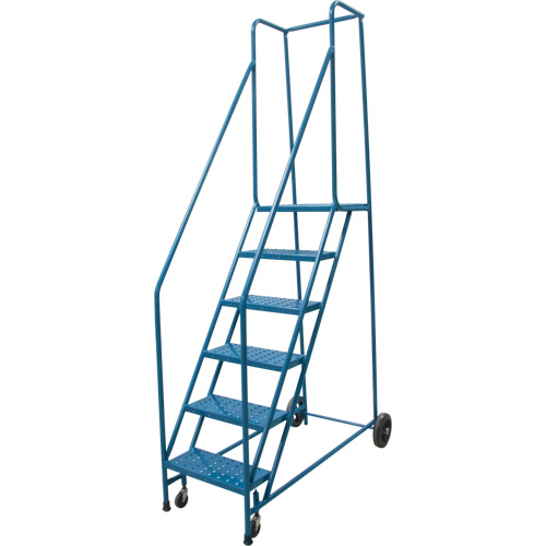 Rolling Step Ladder, 6 Steps, 18" Step Width, 55" Platform Height, Steel Haskins Industrial Inc.