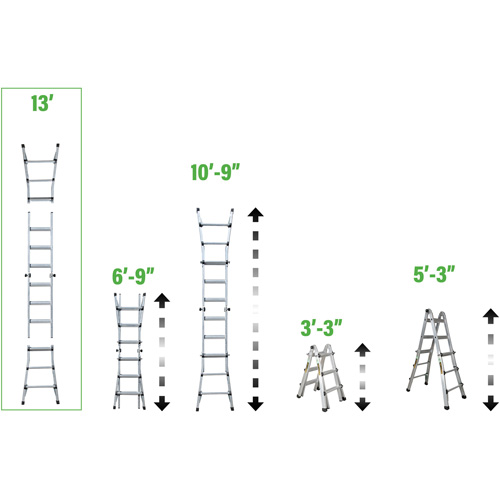 &eacute;chelle t&eacute;lescopique multipositions, 2,916' - 9,75', Aluminium, 300 lb, CSA calibre 1A Haskins Industrial Inc.