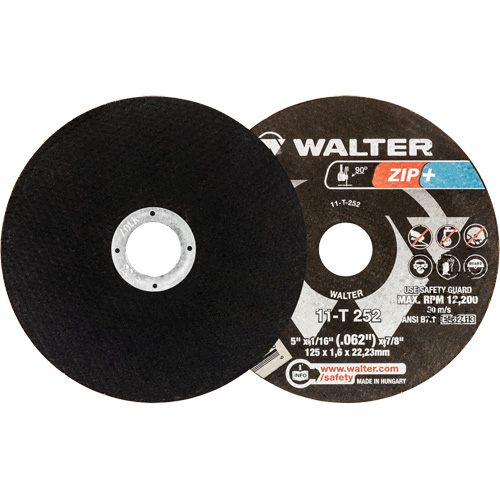 Zip+ Right Angle Grinder Reinforced Cut-Off Wheels, 5" x 1/16", 7/8" Arbor, Type 1, Zirconia Alumina, 12200 RPM Haskins Industrial Inc.
