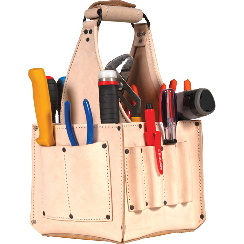 Porte-outils pour &eacute;lectricien et travaux d'entretien, Cuir, 17 pochettes, Beige Haskins Industrial Inc.