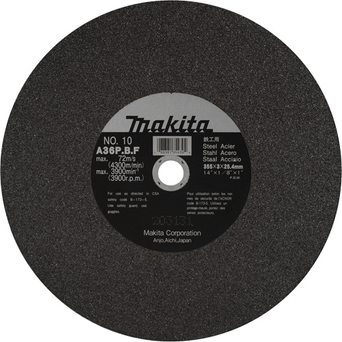 Meules pour la coupe des m&eacute;taux, 14" x 1/8", Arbre de 1", Oxyde d'aluminium, 3900 Tr/min Haskins Industrial Inc.