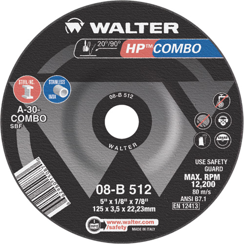 HP Combo Depressed Center Combination Wheel, 5" x 1/8", 7/8" Arbor, Type 27 Haskins Industrial Inc.