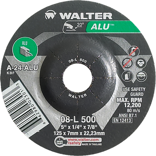 Aluminium Depressed Centre Grinding Wheels, 5" x 1/4", 7/8" Arbor, Type 27 Haskins Industrial Inc.