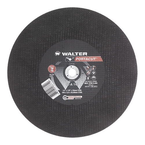 Meule &agrave; tronçonner rapide en acier inoxydable Portacut, 14" x 1/8", Arbre de 3/4", Type 1, Oxyde d'aluminium, 5400 Tr/min Haskins Industrial Inc.